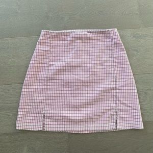 Pink and green plaid pencil skirt
